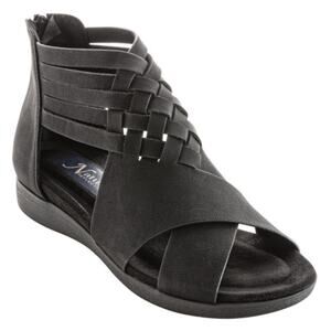 Natural Reflections Sierree Woven Faux Leather Open Toe Sandals Black Size 11